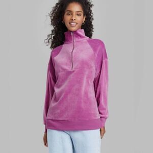 Wild Fable Velour Quarter Zip Pullover Sweatshirt Jacket